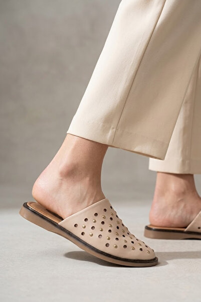 Solly Bella 26683 Beige Genuine Leather Women's Slippers