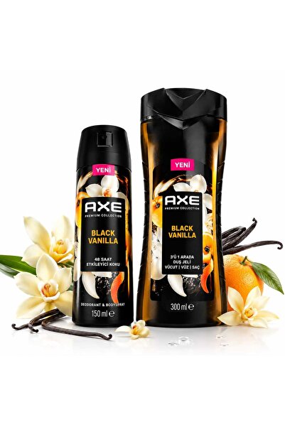Axe Premium Duş Jeli Black Vanilla 3 ın 1 300 ml & Erkek Sprey Deodorant Blac...