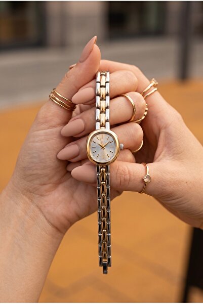 KLISHE Butik Minimal Women's Steel Watch Gold & Silver Mix Color Mini Round C...