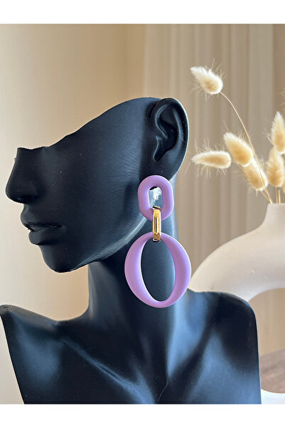 Büyük Hanım Acrylic Lilac Elegant Traz Earrings