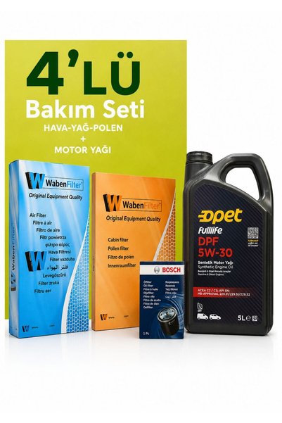Bosch -Waben Peugeot 301 1.2 Benzin Puretech Filtre Bakım Seti-Opet 5w30 5 lt (2012-2021) 3 Lü