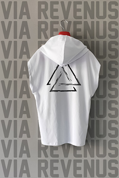 Vordevia Tricou sport din bumbac 100% cu glugă, cu imprimeu viking în față și...