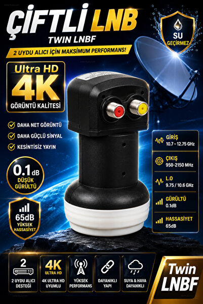 nelerbulurum İKİLİ LNB Yüksek Çift Çıkışlı Twin LNBF 4K Ultra HD Çiftli LNB D...