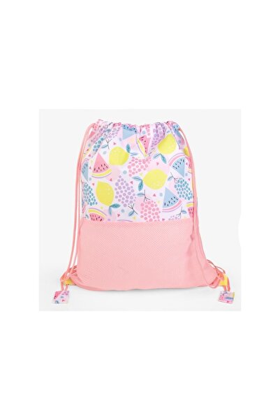 OEM Rucsac roz cu plasă și fructe de vară, 32x40 cm – săculeț vesel pentru plajă