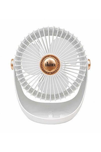 İkon Portable USB Mini Desk Fan – White & Rose Gold, Adjustable Tilt