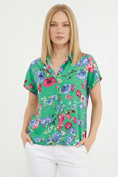 Fulla Moda Floral Patterned Low Sleeve Shirt