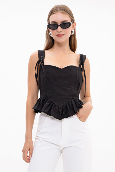 Fulla Moda Strappy Blouse with Eyelet Detail on the Back