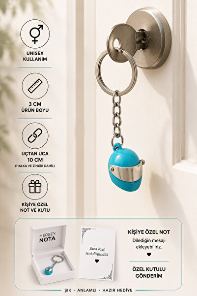 HER ŞEY NOTA www.herseynota.com Blue Helmet Figured Keychain Unisex Metal Key...
