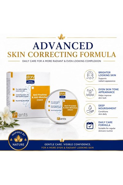 Glory Anti Freckles & Anti Blotches Face Cream, Brightening & Skin Tone Correcting Moisturizer with Niacinamide, Vitamin C & Licorice Extract, For Dark Spots, Melasma & Uneven Skin Tone, 50ml