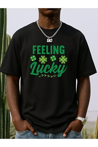 2mcup تي شيرت رجالي بتصميم جرافيك مطبوع عليه حروف وطباعة Lucky، تي شيرت ستريت...