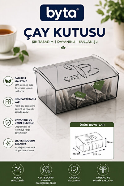 BYTA Tea Bag Storage Box with Lid Transparent Tea Bag Organizer Kitchen Organ...