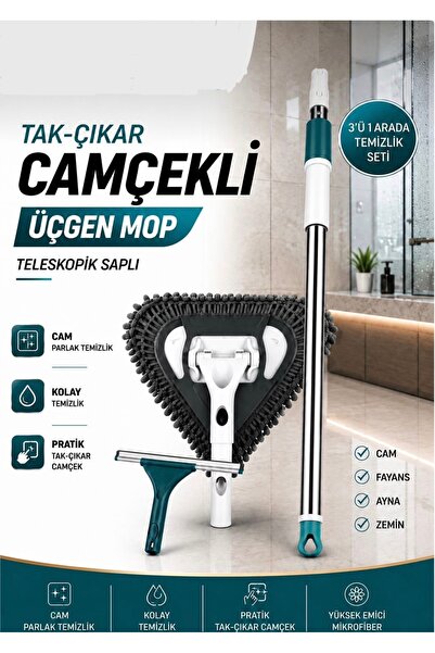 Hansel Tak Çıkar LÜX Camçekli Üçgen Mop – Cam, Fayans, Duvar ve Zeminler İçin...