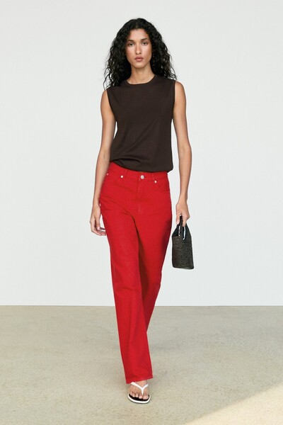 Massimo Dutti %100 pamuklu kolsuz top