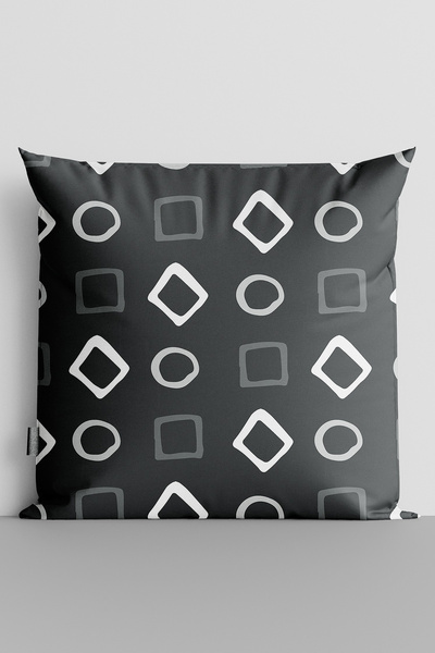 TicaretJet Geometric Shapes Double Sided Digital Printed Throw Pillow Cover -...