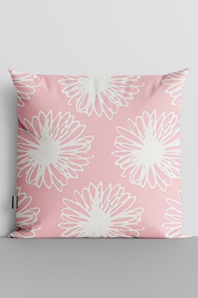 TicaretJet White Flowers Double Sided Digital Printed Pillow Throw Pillow Cov...