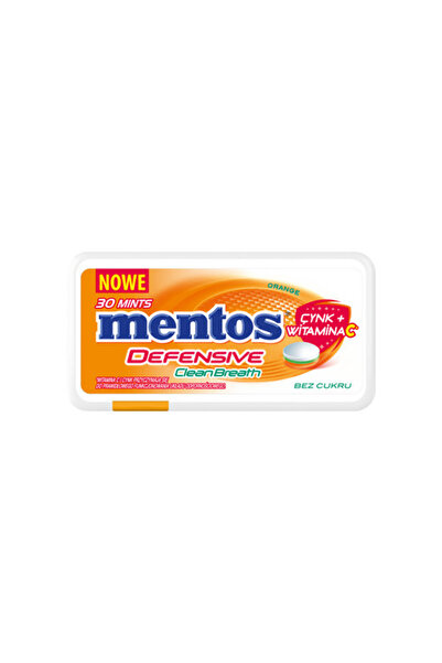 Mentos Dulciuri Defensive Orange, 20g, fara zahar, cu vitamina C, aroma de po...