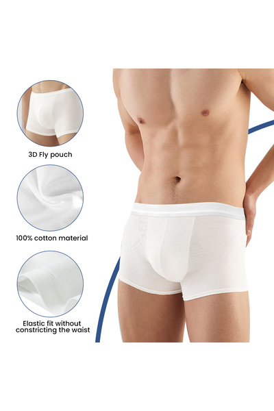 HI-FINE 7Pcs Men Disposable Boxer Underwear 100% Pure Cotton 3D Pouch Double ...