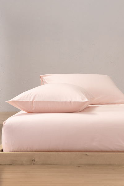 Puffy Alec Single 100% Cotton Fitted Sheet Set - Powder
