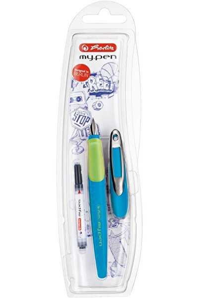 Herlitz School Fountain Pen 10999761 with Cartridge for Right-Handed Users, B...
