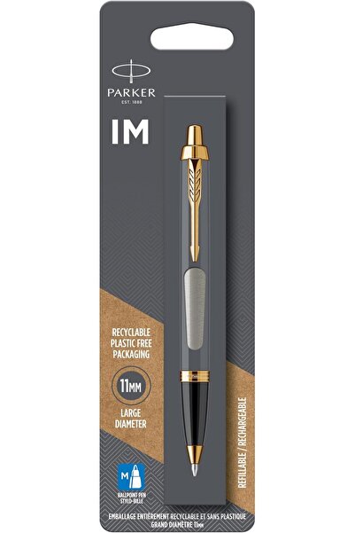 Parker قلم حبر جاف أسود من IM، قابل لإعادة التعبئة، معدن مصقول، حبر جاف متوسط...