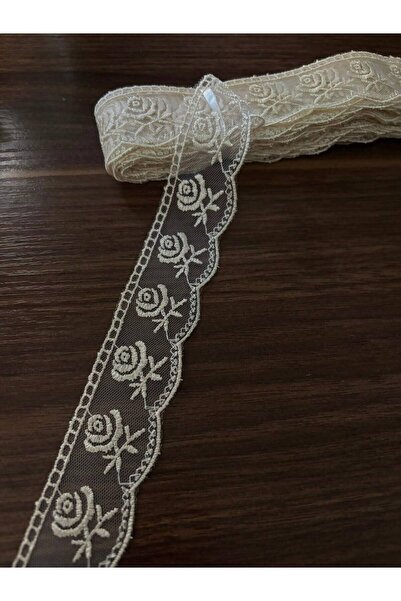 Butik 9 Metre İnce Tül Güpür Zarif Nakışlı Dantel GÜL DESEN Çeyizlik Pike Nev...
