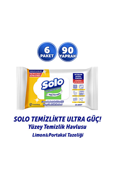 Solo Ultra Güç Limon&Portakal Tazeliği Seyahat Boy Yüzey Temizlik Havlusu 6'l...