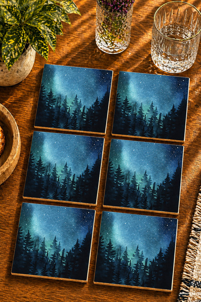 JHAAR Abstract Night Vision Modern Set of 6 Coasters - Uv Printing Mdf - 10X1...