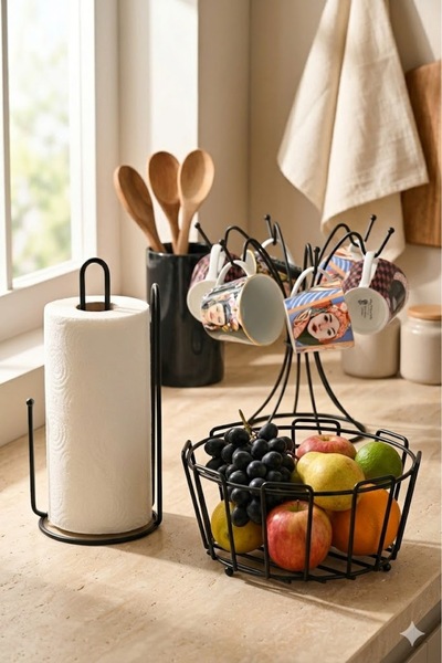 Edora Home Σετ 3 τεμαχίων Μαύρη χάρτινη θήκη για χαρτοπετσέτες με στήριγμα, κ...