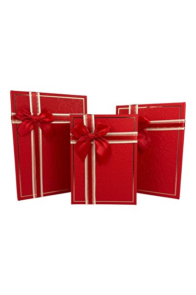 OEM Set Cutii Dreptunghiulare Hârtie Roșu 3 Piese