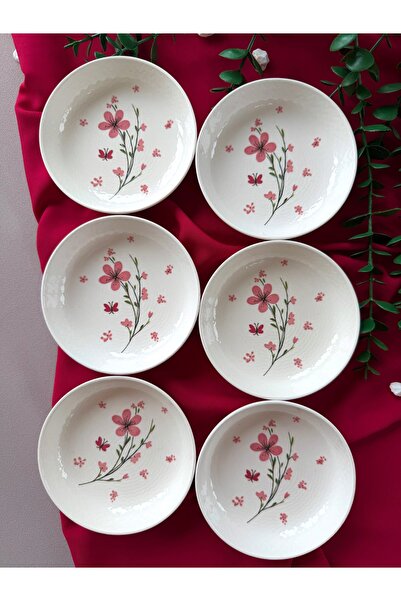 Yiğit Seramik Züccaciye Bahar Model 6 Piece Snack/Breakfast Bowl (Pink)