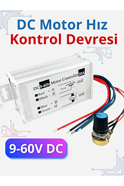 RoboPazar DC Motor Hız Kontrol Devresi Motor Sürücü 20Amper 9-60V Arası