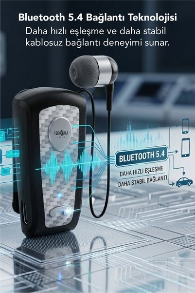 Teknoloji Gelsin Lkb-38 Bluetooth Kulaklık V5.4, Geri Çekilebilir Makaralı, 1440 Saat Bekleme, Hd Ses, Gürültü Engelleme