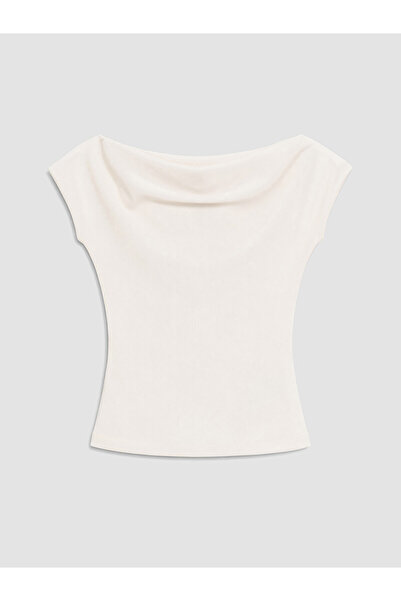 LC Waikiki Peak New Season Boat Neck Women's Ribbed T-Shirt