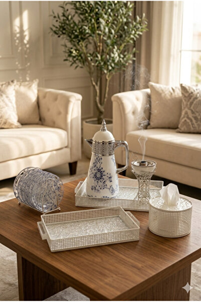 Generic Luxury Tea or Coffee Thermos Set with Serving Trays, Napkin Box, and ...
