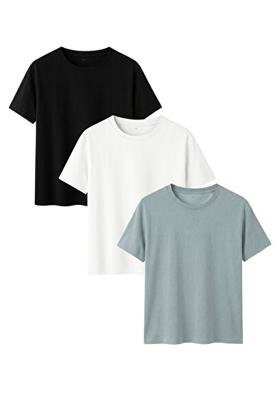 DK DAKSEL Men's 3-Pack Basic T-Shirt 100% Cotton Short Sleeve Crew Neck Comfo...
