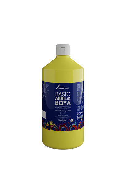 Red Rose Sarı Basic Akrilik Boya 1000gr, Dekoratif Hobi Amaçlı Sanatsal Canlı...