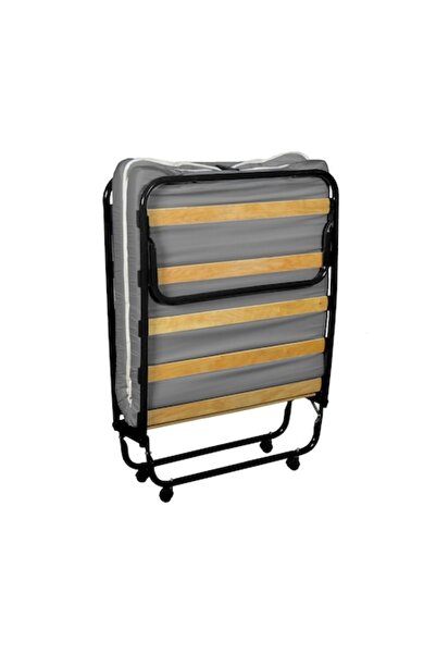 OEM Pat pliant cu saltea 190x80x28 / 38cm, negru / gri