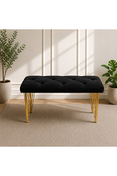 Rihan Mobilya 90CM YENİ NESİL METAL GOLD AYAKLI ÇOK AMAÇLI PUF BENCH