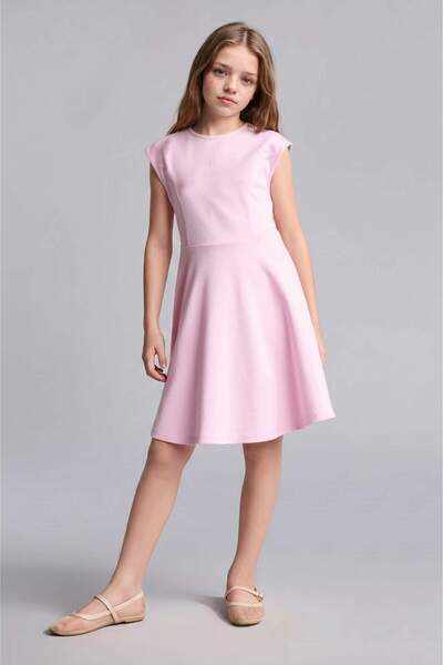 DeFacto Bell Cut Skirt Half Sleeve Pink Dress Girls I1186A826Hs