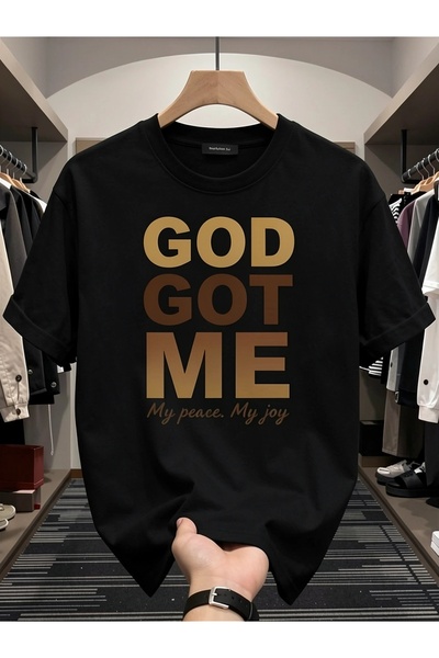 BASEPULSE قميص رجالي مناسب لجميع المواسم - مطبوع عليه 'God Gave Me My Peace' ...