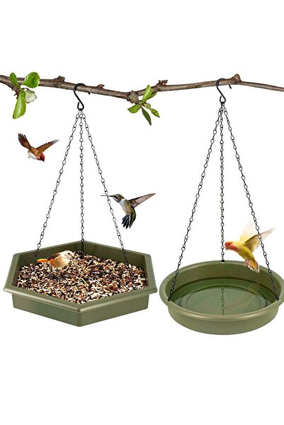 Arabest Bird Feeder,2 in 1 Hanging Bird Bath,Outdoor Plastic Bird Basin with ...