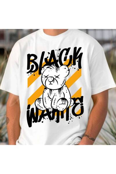 212Wear تي شيرت رجالي أبيض بتصميم حضري: طراز فني معاصر بعبارة "Black Wanted"