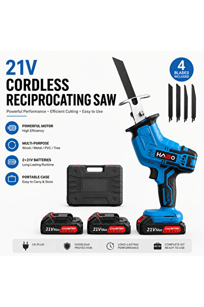 Generica This 21V Cordless Reciprocating Saw Is Equipped with Two 1400mAh Bat...