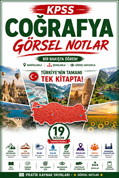 Pratik Kaynak Yayınları 2026 KPSS Coğrafya Görsel Notlar | Son Tekrar Kitabı ...