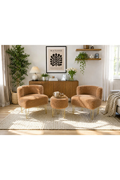 BEYLERBEYİ ÇAY SETİ İKİLİ KOLTUK BERJER VE PUF TAKIMI (SALON, BALKON, OFİS) 3...