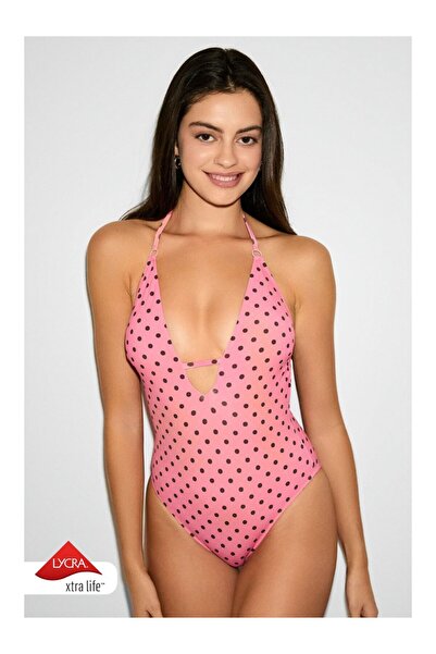 Kom Toyka Puan Patterned V-Neck Swimsuit