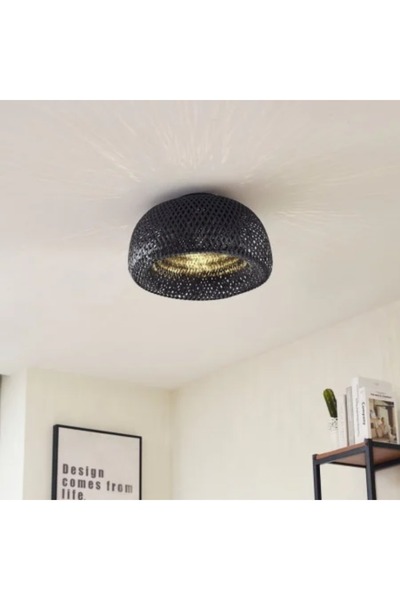 Lindby Plafoniera PREMIUM pentru tavan, ratan sintetic maro inchis, soclu E27...