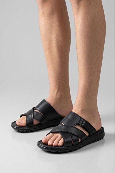 Papuçcity Emr 1838 Genuine Leather Men's Orthopedic Slippers
