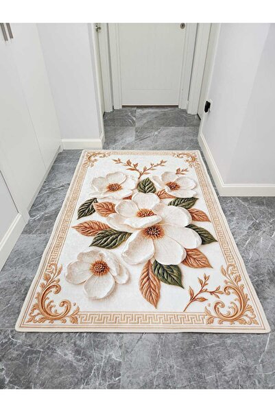 YTR HOME Dijital Baskı Yıkanabilir Kaymaz Taban Dekoratif Salon Mutfak Halısı...