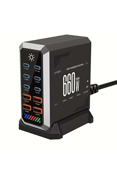 BlueFire 660W GaN III USB C Fast Charger 10 Port Charging Station Dual 140W P...